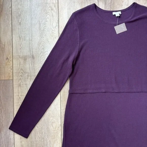 J. Jill Womens Wool Blend Knit Grace Tunic Sweater Size M Purple Side Slits NEW - Picture 6 of 12